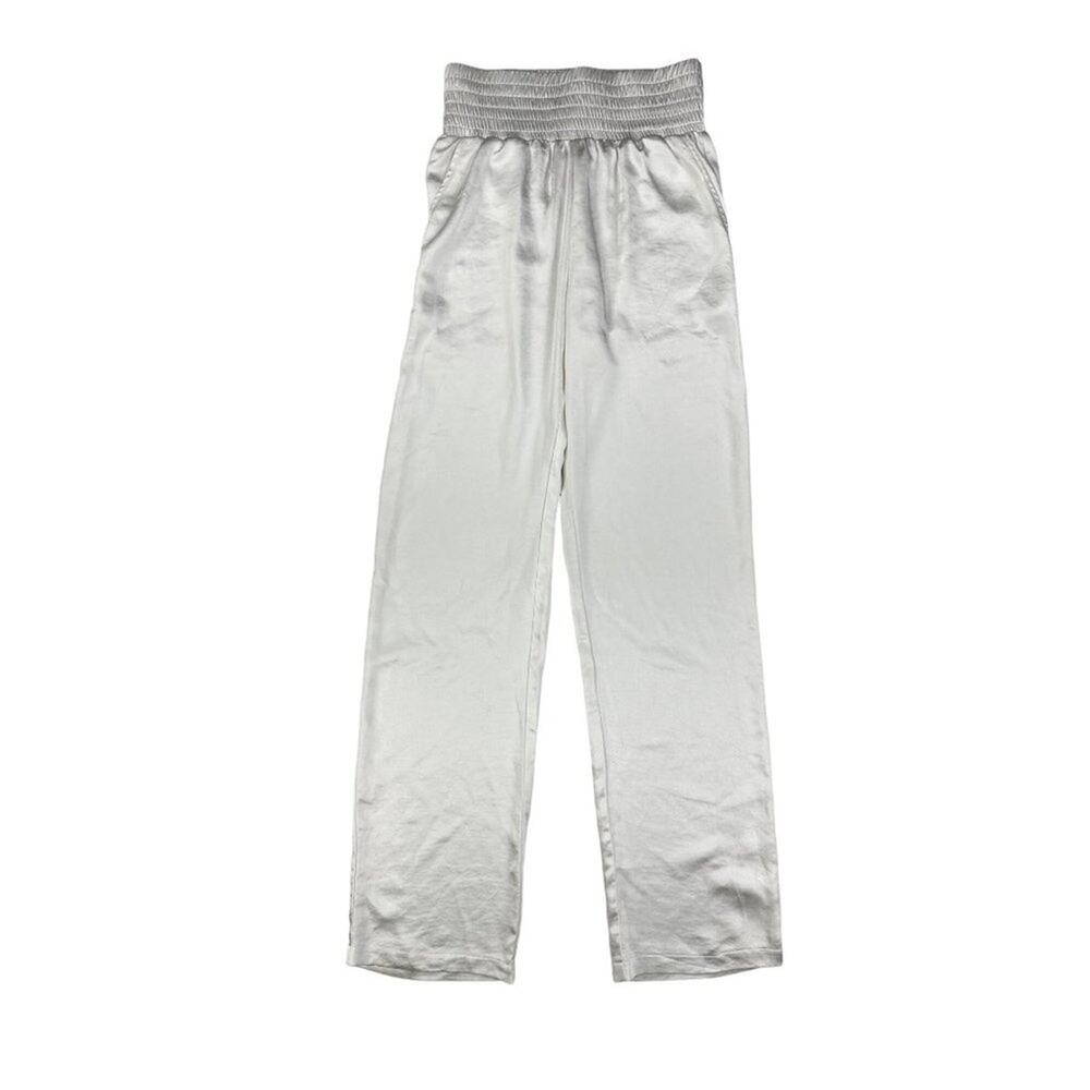 Sundarbay - High Waisted Wide Leg Satin Pants in White